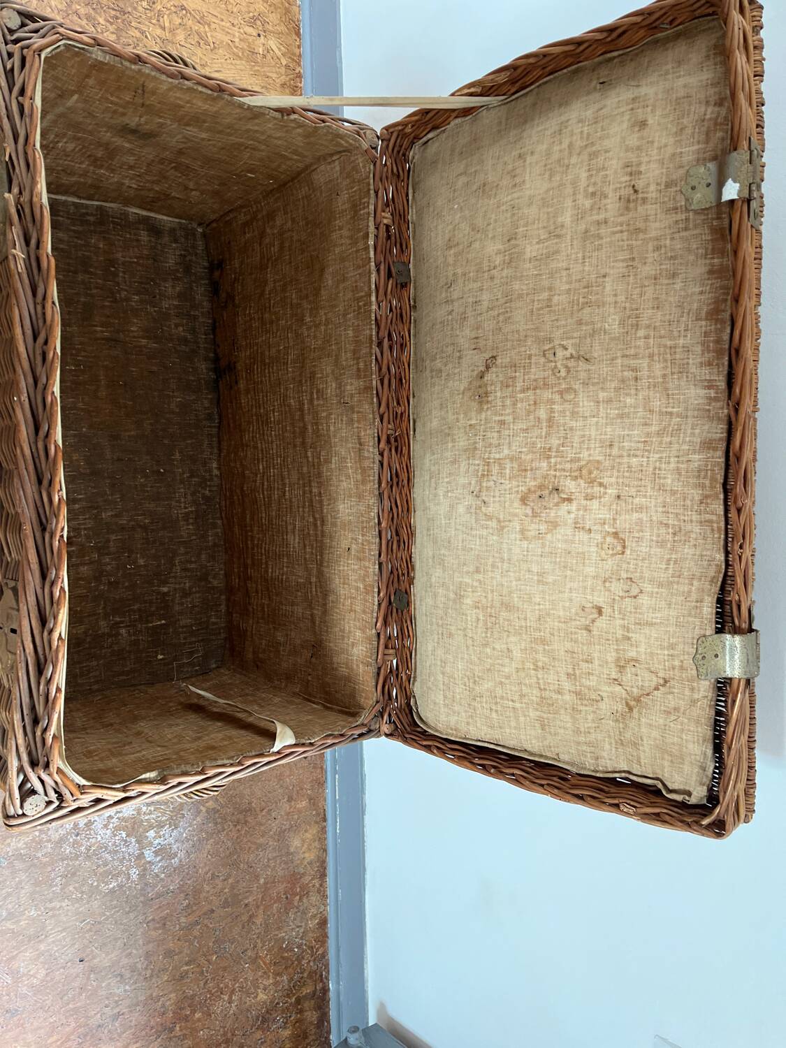 Old wicker transport trunk, early 20th century