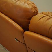 Orange leather sofa, Space Age design, 1960s, production: Italy