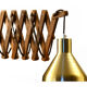 Solid teak wall lamp/Scissor lamp with brass coloured aluminium shade.