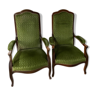 Paire de fauteuils Louis XV voltaire
