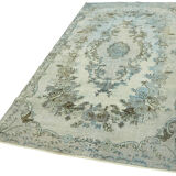 Handwoven unique anatolian 1980s blue rug