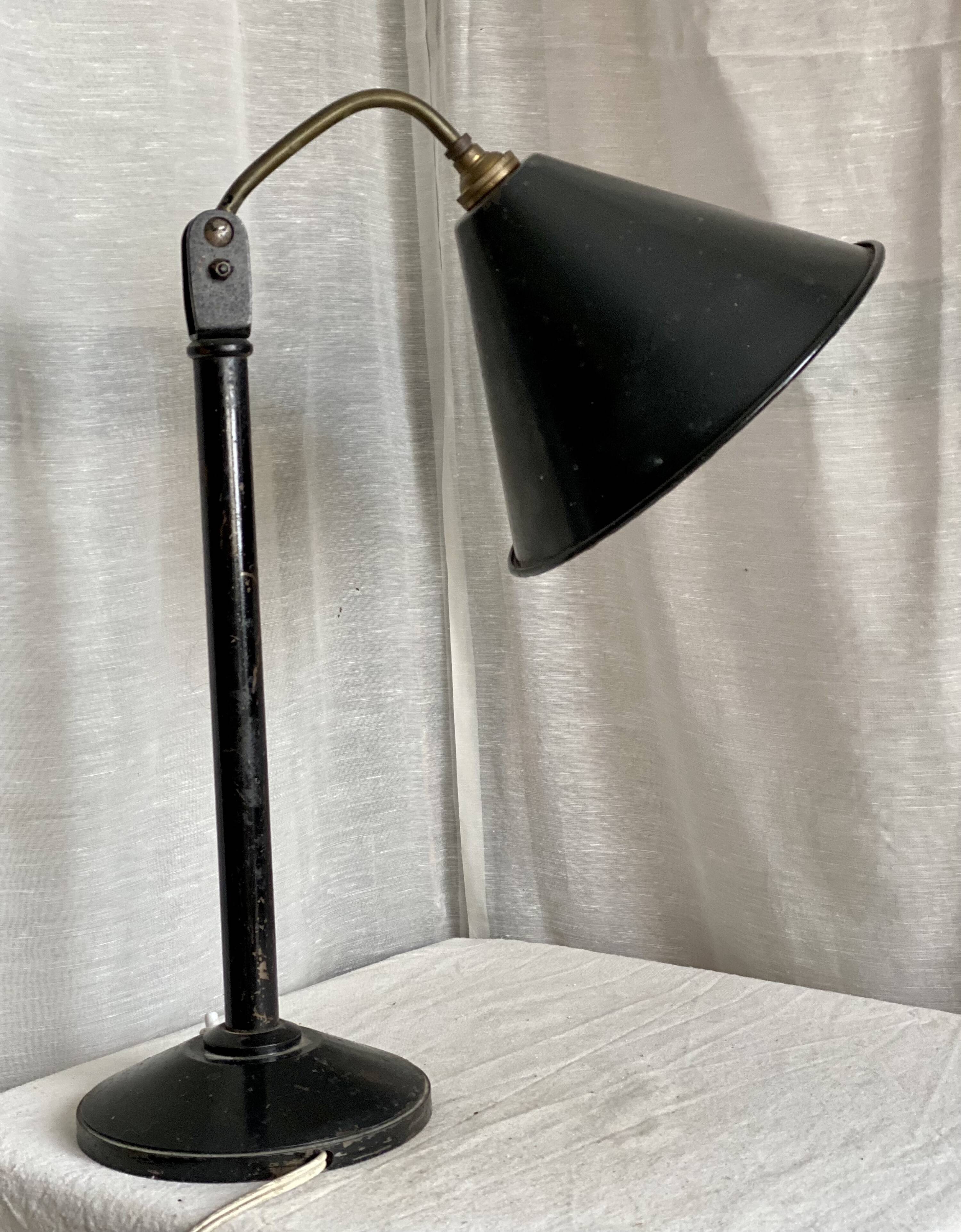 Vintage workshop lamp 1950 painted metal and brass