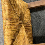 4 brutalist chairs in straw and wood