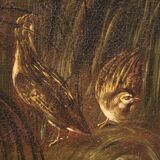 Tableau ancien du 18ème siècle, paysage avec chien
