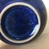 Ball vase, blue ceramic, signed