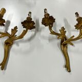 Paire d'appliques murales Louis XV en bronze doré