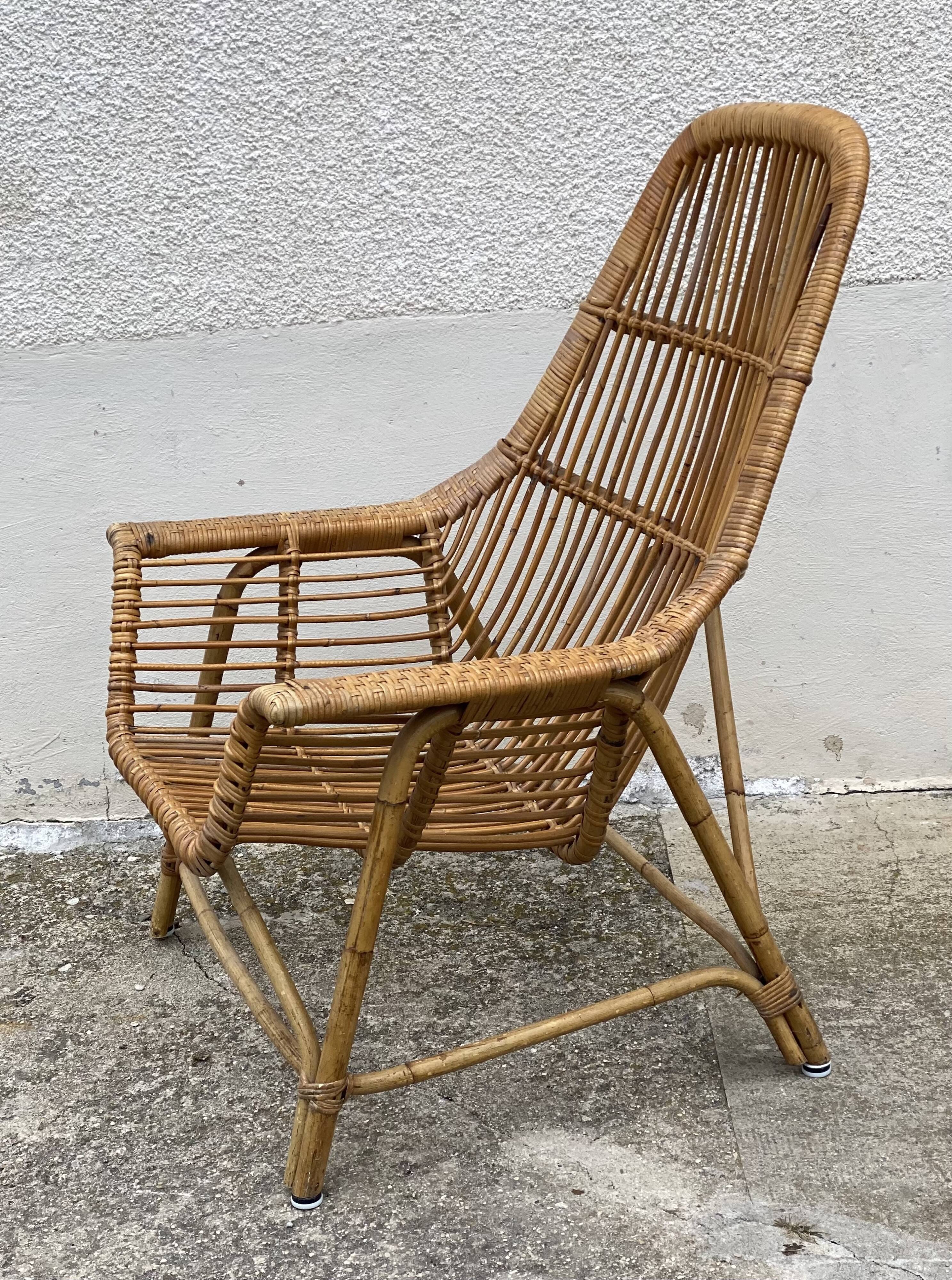 Vintage rattan armchair 1960