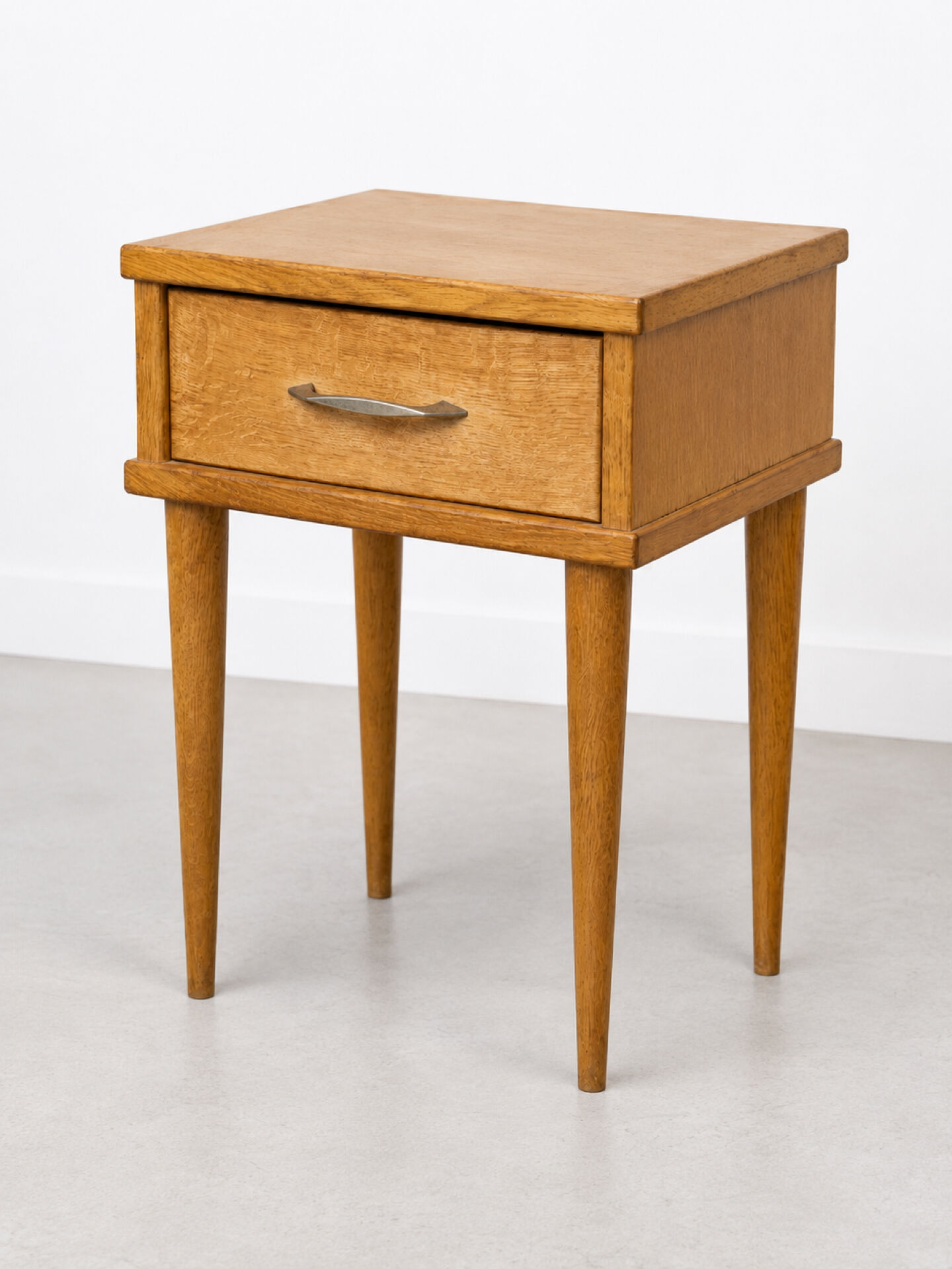 Vintage bedside table, solid oak, 1950s.