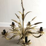 Golden wheat spike chandelier
