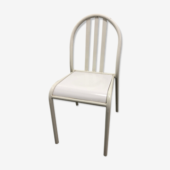 Mallet-Stevens chair with white wood and laqué metal 1970