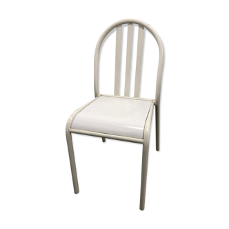 Mallet-Stevens chair with white wood and laqué metal 1970