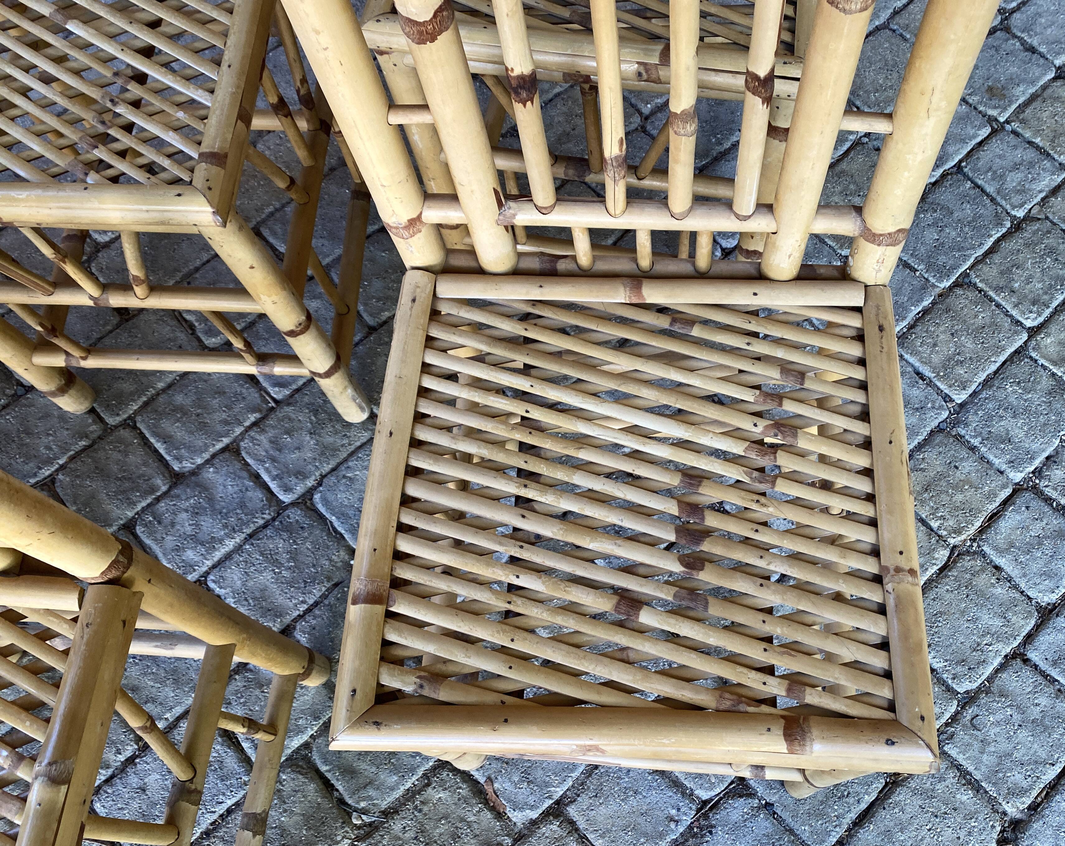 Series Of 6 Real Bamboo Chairs Circa 70