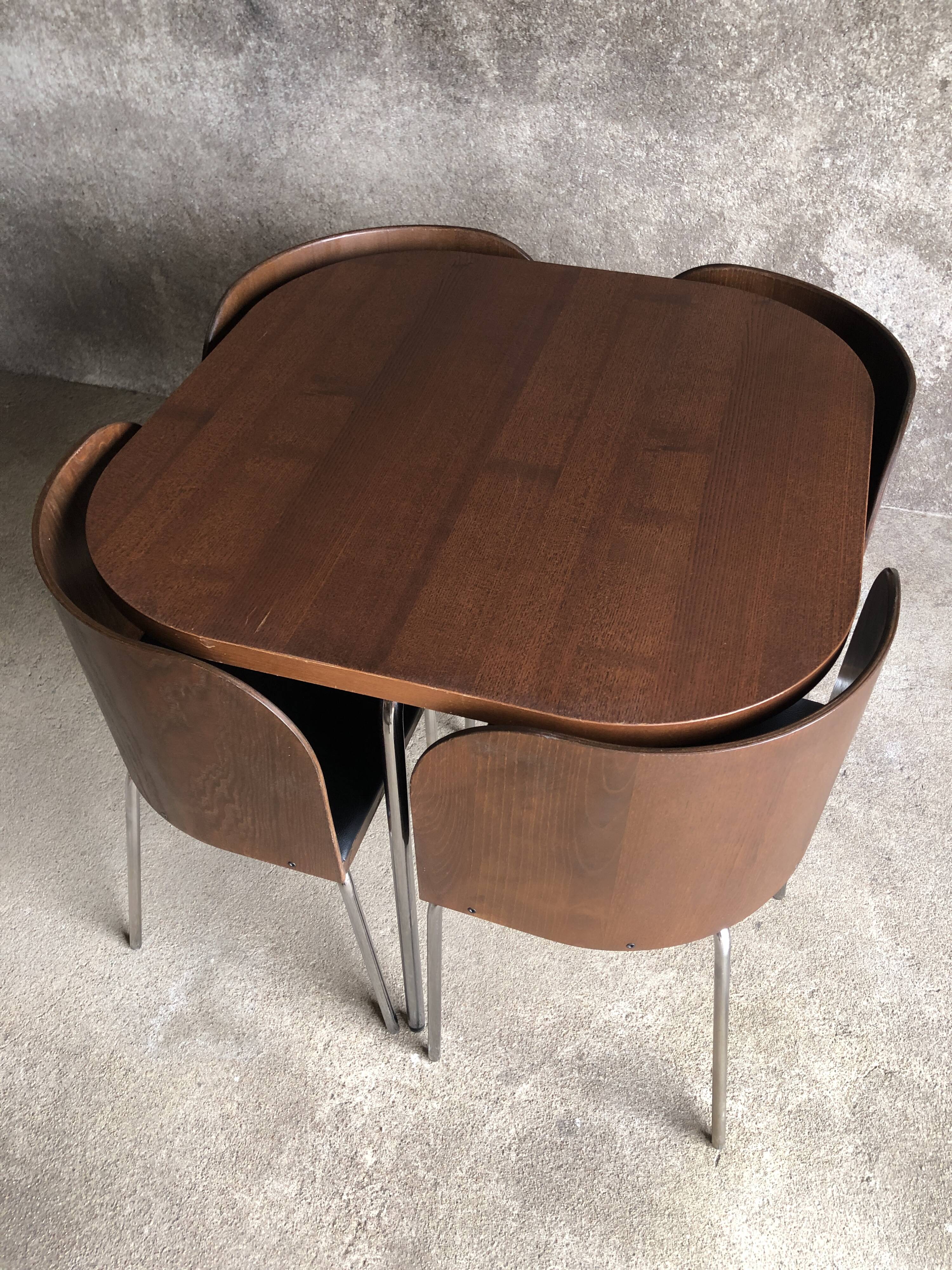 Fusion table and four chair set, vintage Ikea, 1990