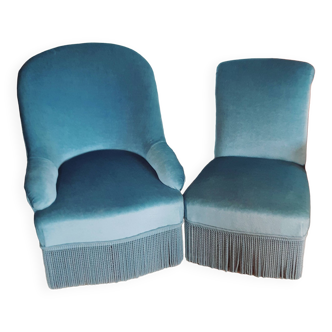 Paire de fauteuils crapaud et prince