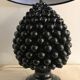 Black Italian ceramic pigna lamp 1970