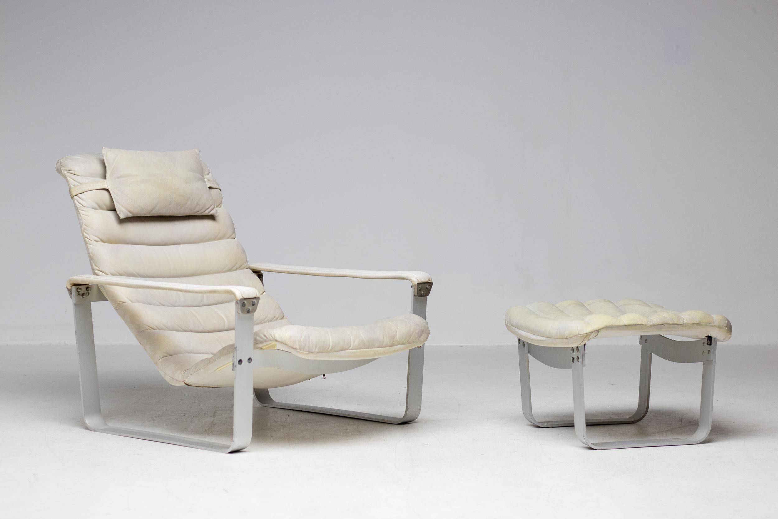 Ilmari Lappalainen "Pulkka" Lounge Chair and Ottoman, Finland, 1966