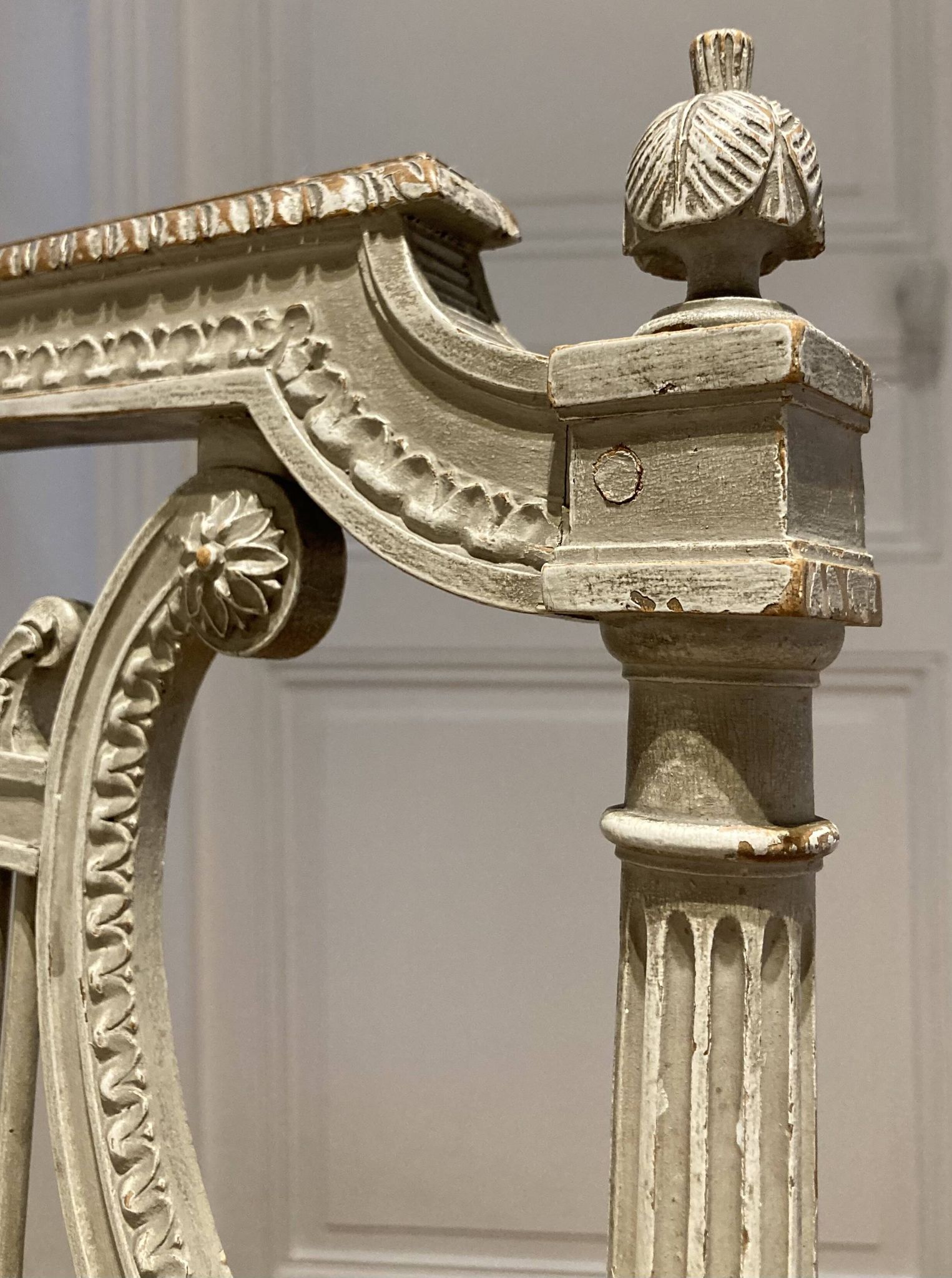 Pair of chairs, lyre back, based on a model by Jacob, Louis XVI style.