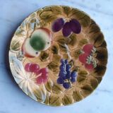 Plat rond en barbotine fruits Sarreguemines