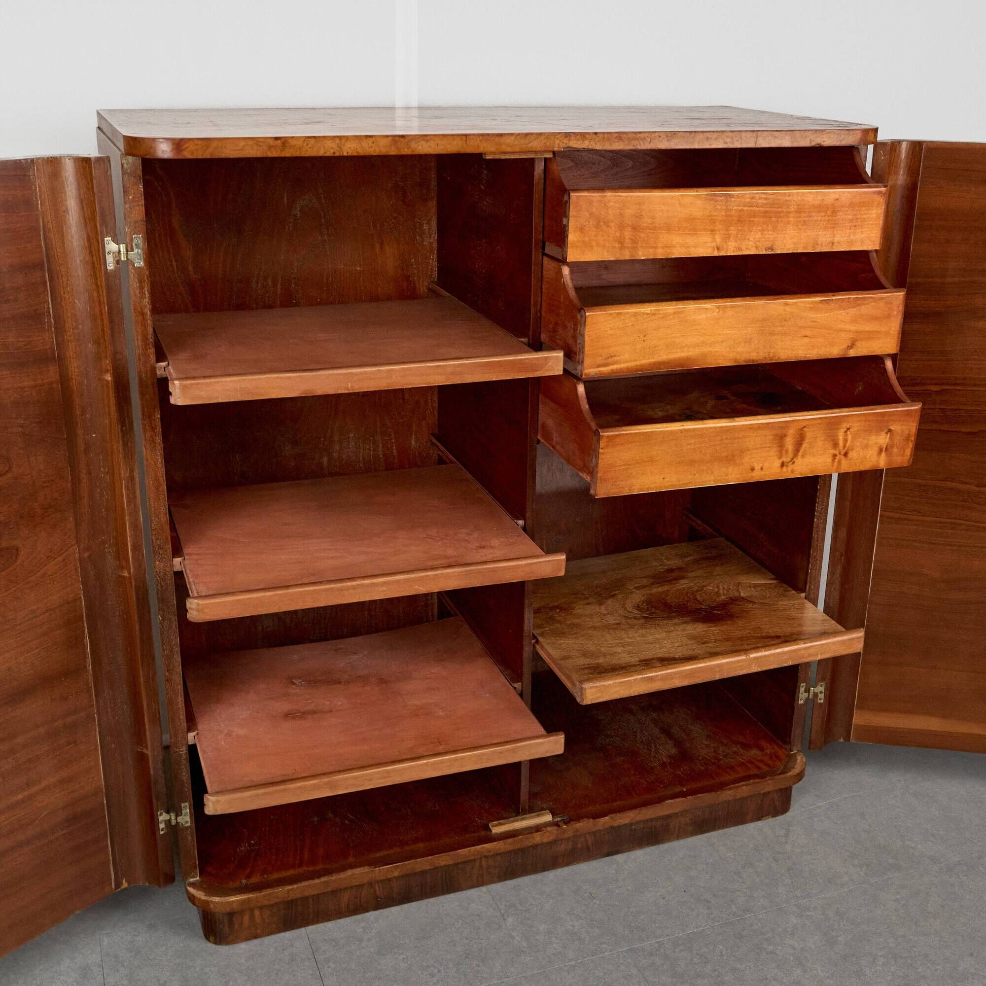 Art Déco Wardrobe by Jindřich Halabala for UP Závody, 1950s, Czechoslovakia