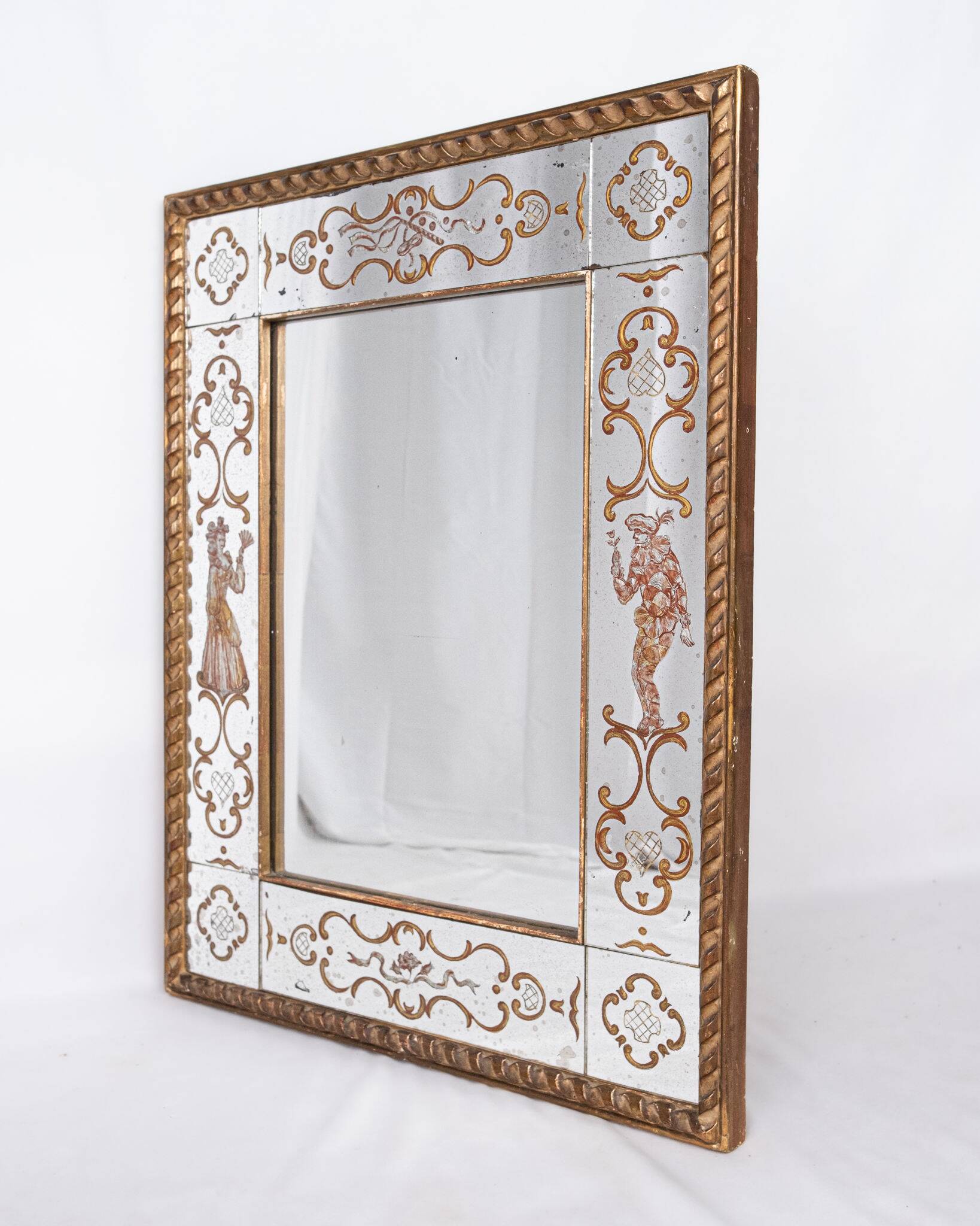 Miroir italien en verre églomisé, à parecloses, début XXe siècle