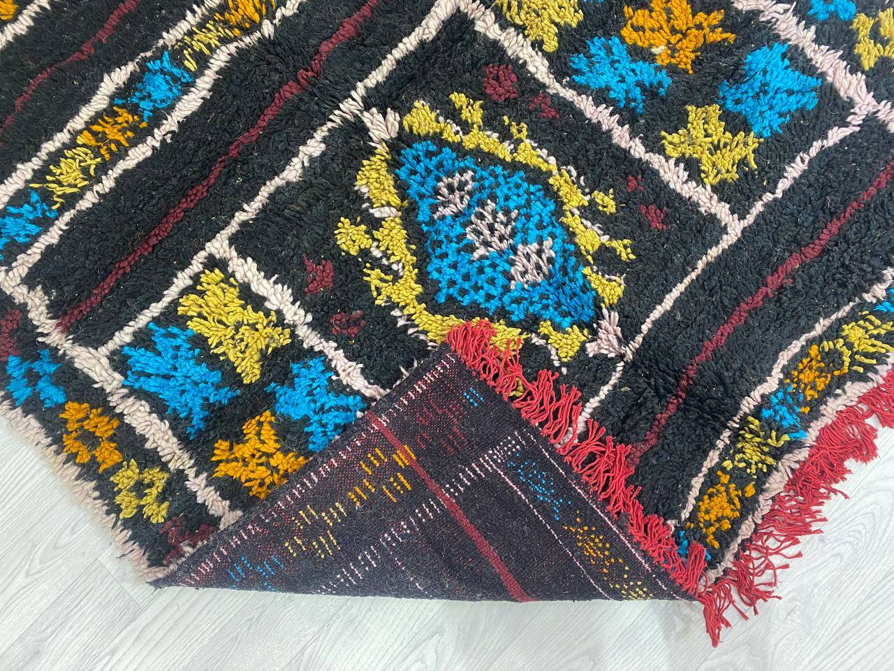 Handmade wool Berber rug 345 X 110 CM