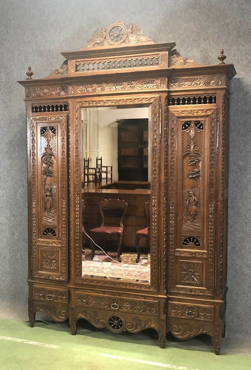 Armoire de mariage bretonne 3 portes début XXème Selency