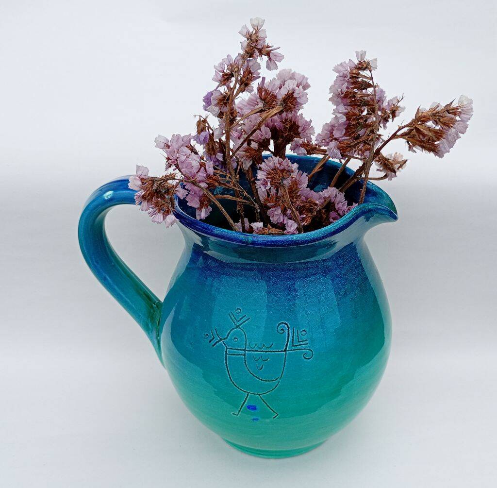 Vintage Mid-Century Ceramic Pitcher in Ombré Style