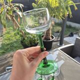 Set of 4 vintage glasses – France, 1970s – emerald green stem