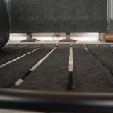 Corner sofa opening in leather and coffee table in marble by pierluigi cerri for frau, 1980s