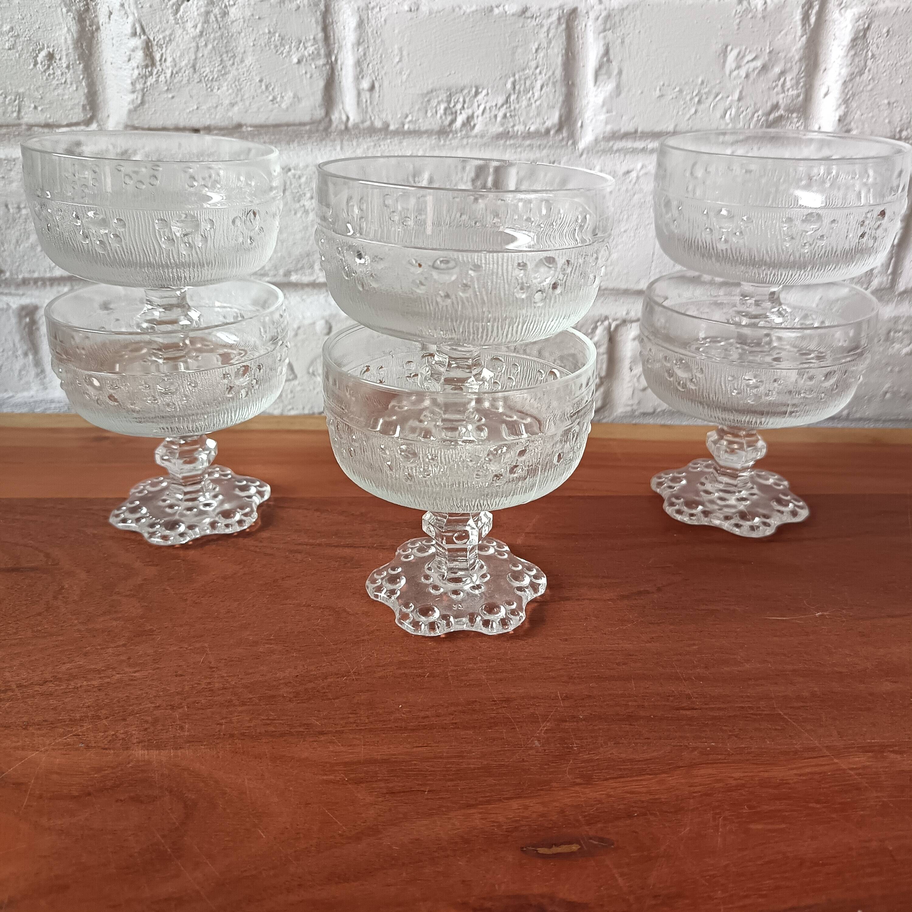5 vintage footed cups for ice cream cocktails