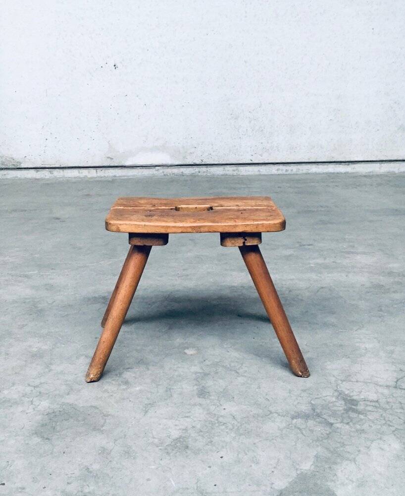 Folk Art Handmade Milk Stool, Late 1800s