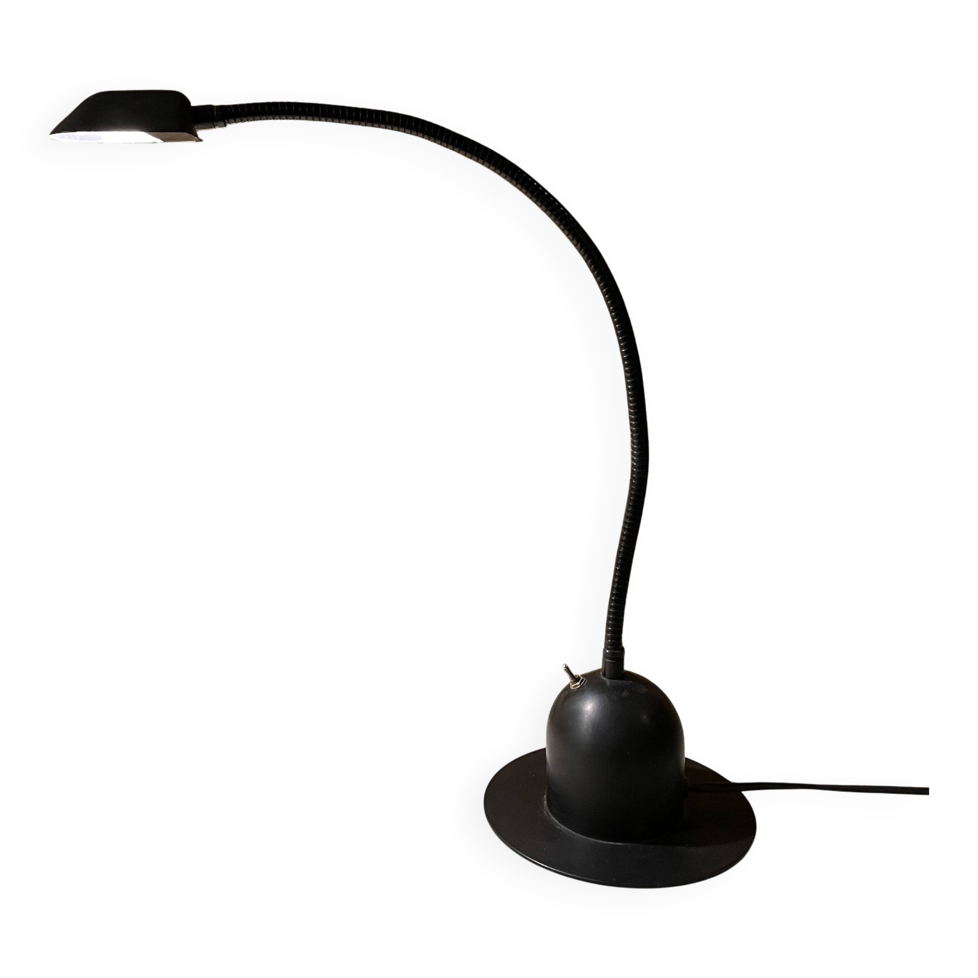 Desk or bedside lamp – black metal, 90s design, made in France