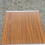Desserte roulante design des années 70 en métal chromé et doubles plateaux placage formica bois