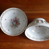 2 French JW porcelain milk coffee bowls
