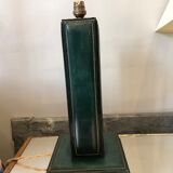 Pied de lampe en cuir vert vers 1960