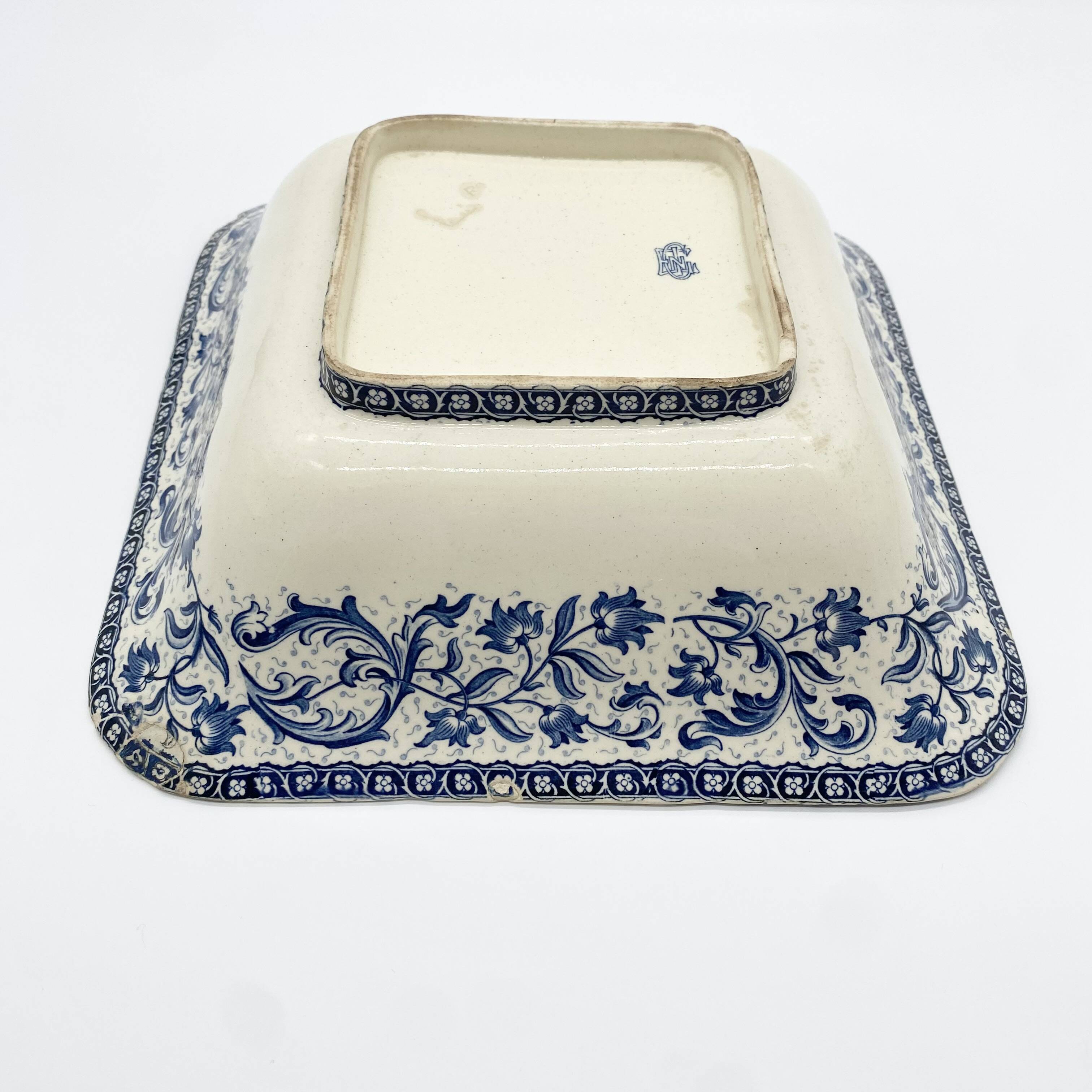 Gien earthenware dish / salad bowl "Terre de Fer", "Ibis" service, 1876