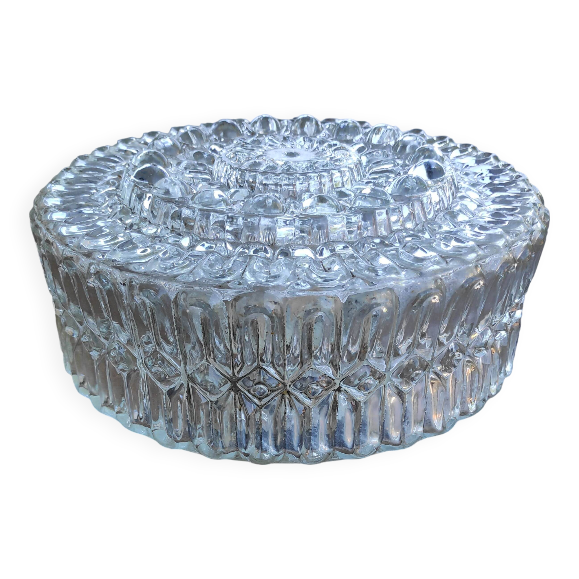 Round ceiling light in thick glass