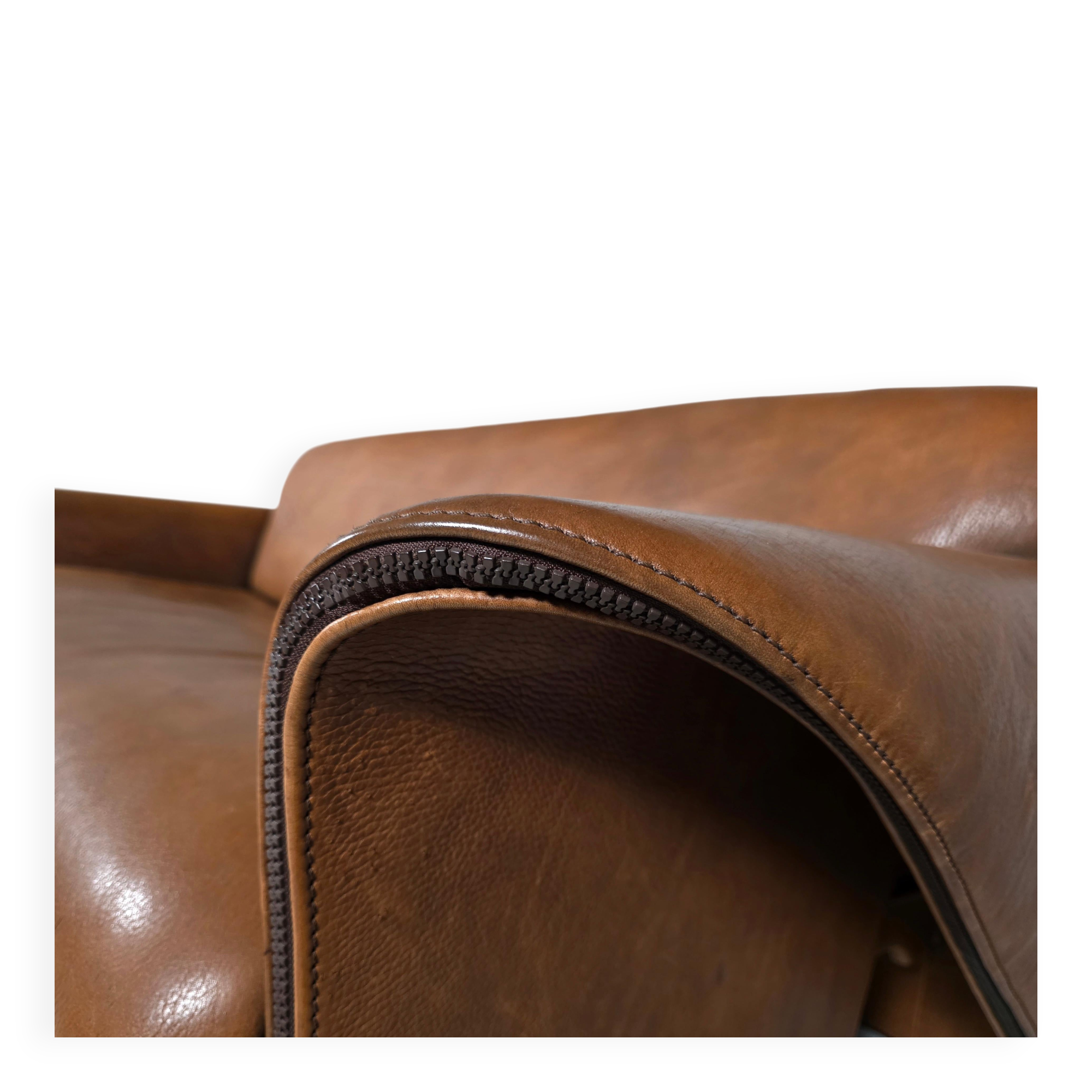 SDe Sede DS-125 Sofa by Gert Lange in cognac leather, Switzerland, 1980s