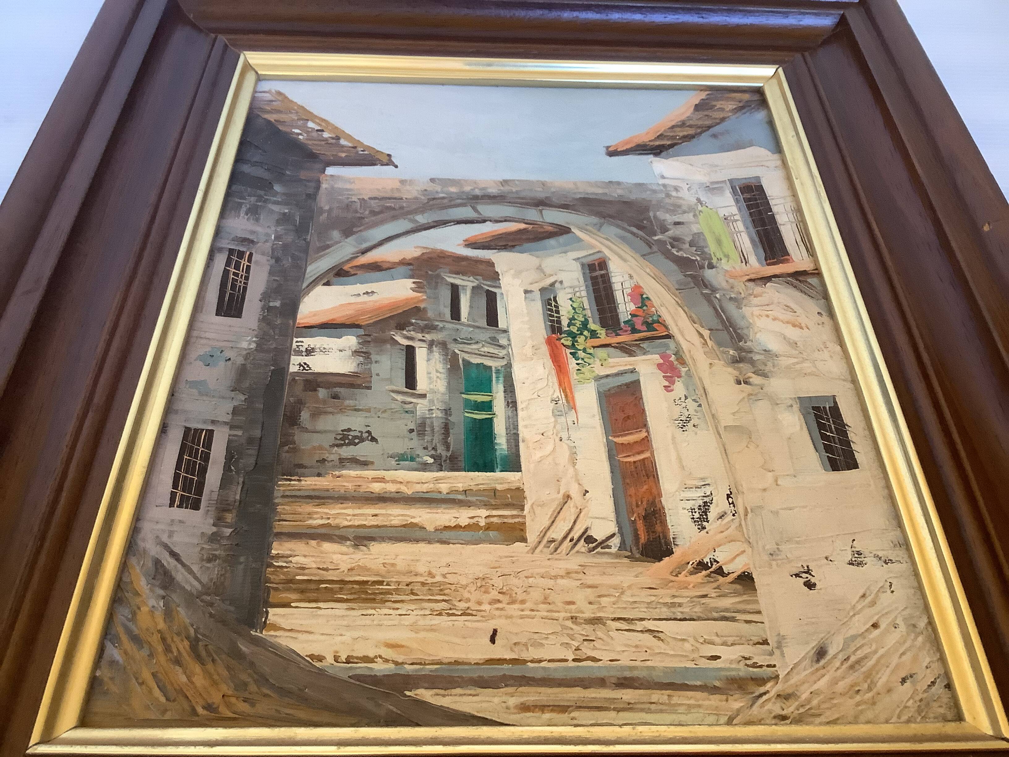 Tableau ruelles de village huile sur toile