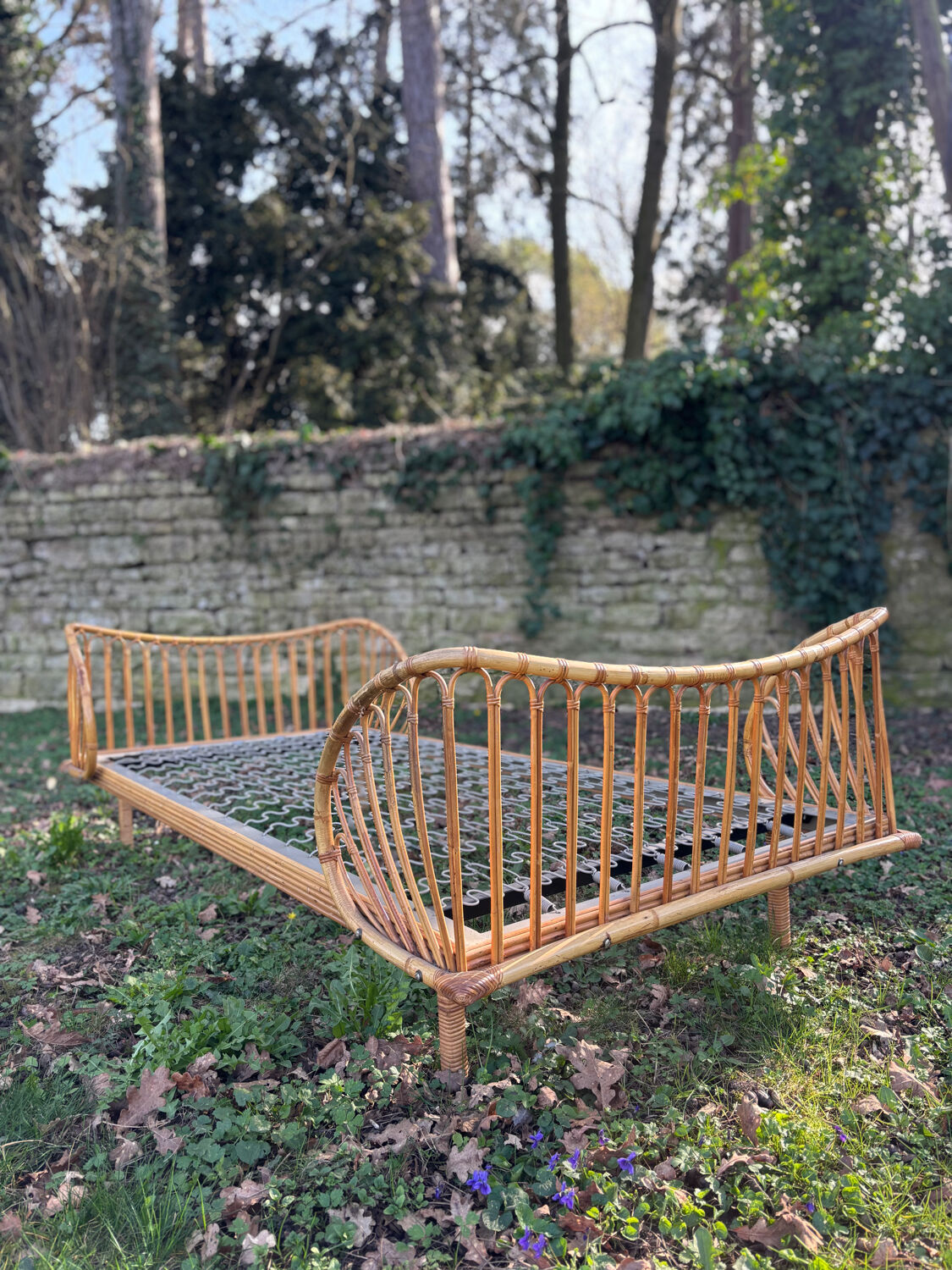 Vintage rattan bed