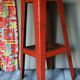 Tabouret industriel vintage en tôle recyclée