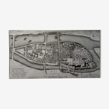 Carte historique de l'Ile de la cité à Paris en 1754