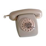 Vintage gray and beige rotary phone