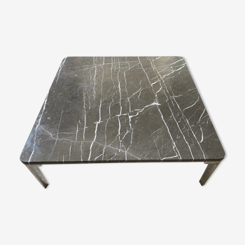 Vintage, modernist Rolf Benz marble and steel coffee table