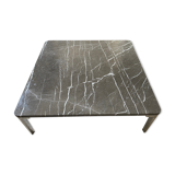 Table basse vintage et moderniste Rolf Benz en marbre et acier