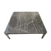 Table basse vintage et moderniste Rolf Benz en marbre et acier