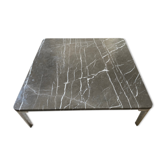 Vintage, modernist Rolf Benz marble and steel coffee table