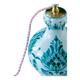 Lampe de table en céramique Royal Delft bleu-vert avec abat-jour jacquard paon rose