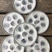 6 assiettes à huîtres Moulin des Loups blanc et gris