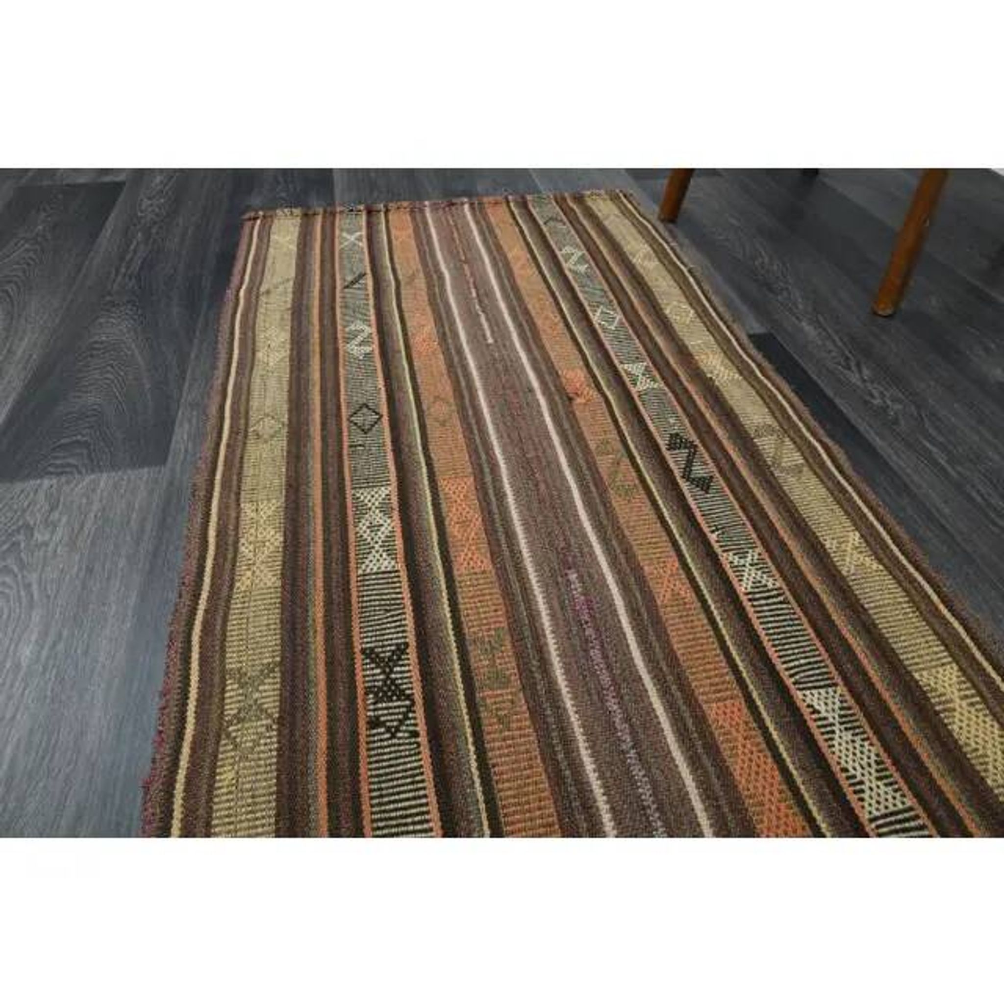 1970s Vintage Turkish Oushak Handmade Wool Cotton Orange Runner Rug 73x267
